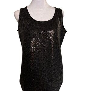 Colleen Lopez Black Sequin Tank Top